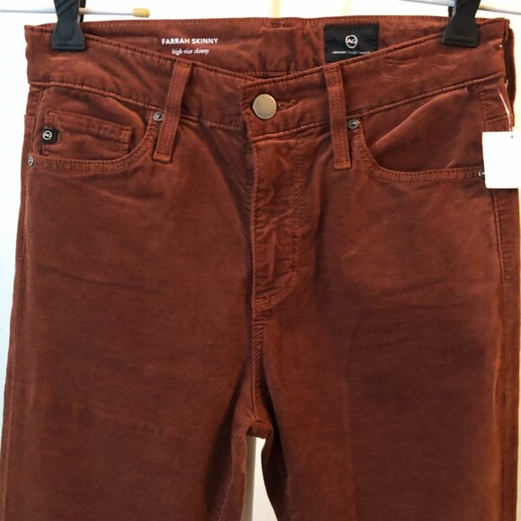 AG FARRAH SKINNY ANKLE HIGH RISE SPICED MAPLE STRETCH VELVET 25 NWT - Picture 4 of 16